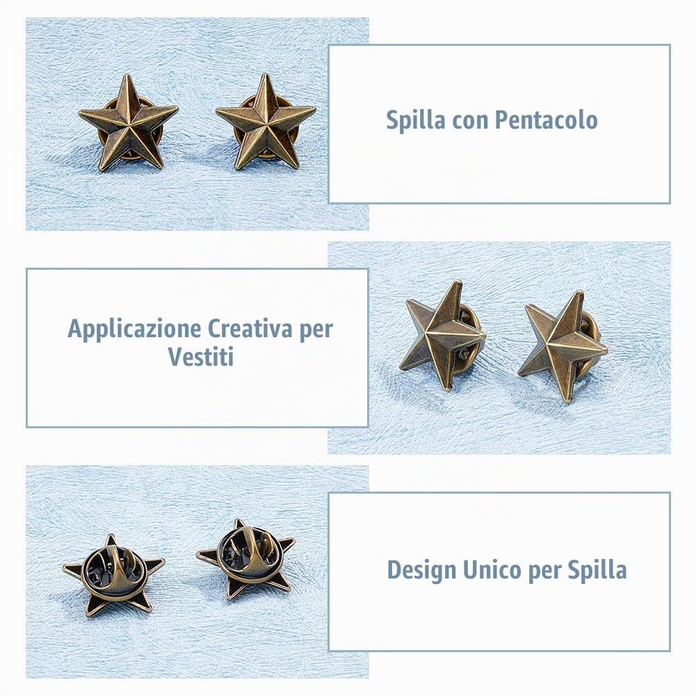SUPERFINDINGS 24 Pz Spilla In Lega Di Stelle Del Memorial Day Di Luglio - Spilla Da Bavero In Bronzo Antico - Distintivi Con Stella A 5 Punti Per Premi Militari