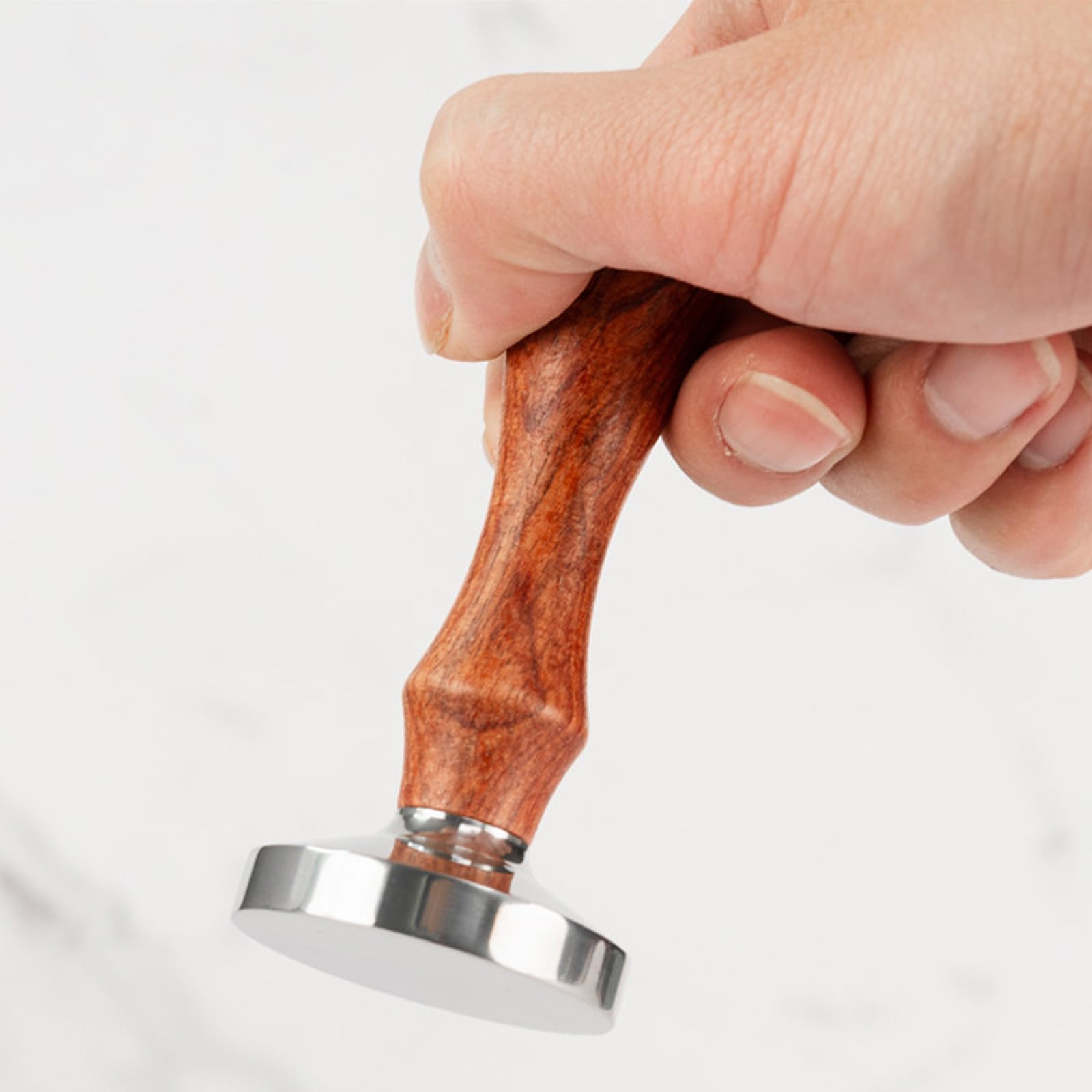 Cápsulas de café espresso de metal aptas para lavavajillas, con herramienta de apisonamiento, textura de madera de acero inoxidable para taza