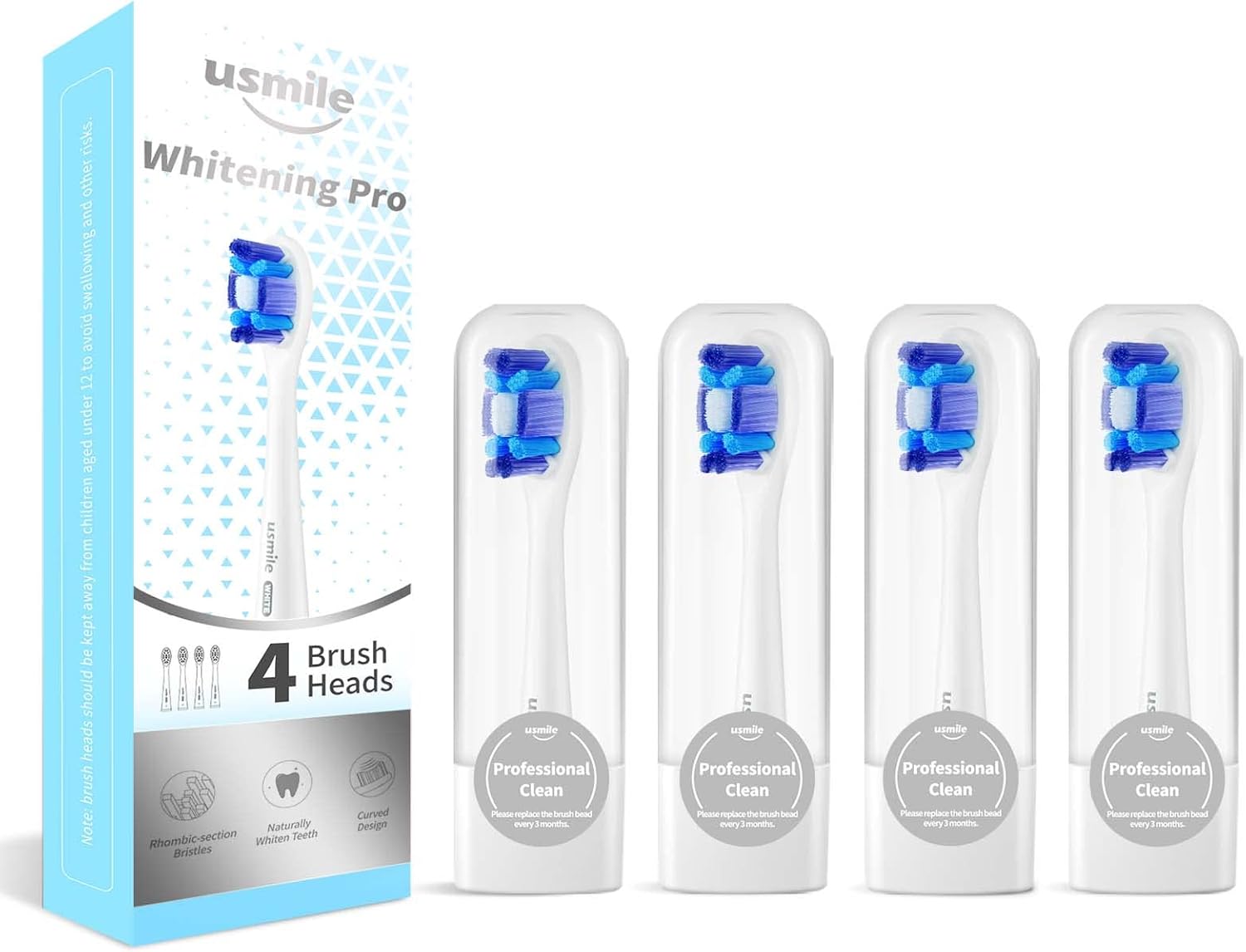 usmile Whitening Replacement Heads for Y1S/U3/P1/P4 Electric Toothbrush