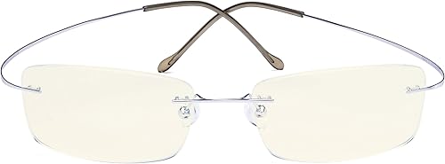 CessBlu Gafas de bloqueo de luz azul sin montura para hombres de lectura de la computadora de titanio lectores de computadora corte rayos UV doblable