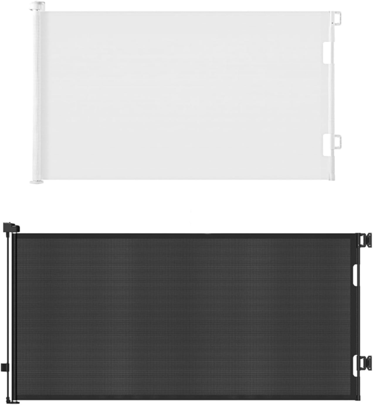 Upgraded Retractable Baby Gate for Stairs, 33" Tall Expands 70" Wide Ideal Safety Solution Dog Gate for Stairs Doorways Hallways Indoor/Outdoor Mesh Baby Gate(White,86CMx140CM + Black,86CMx180CM)