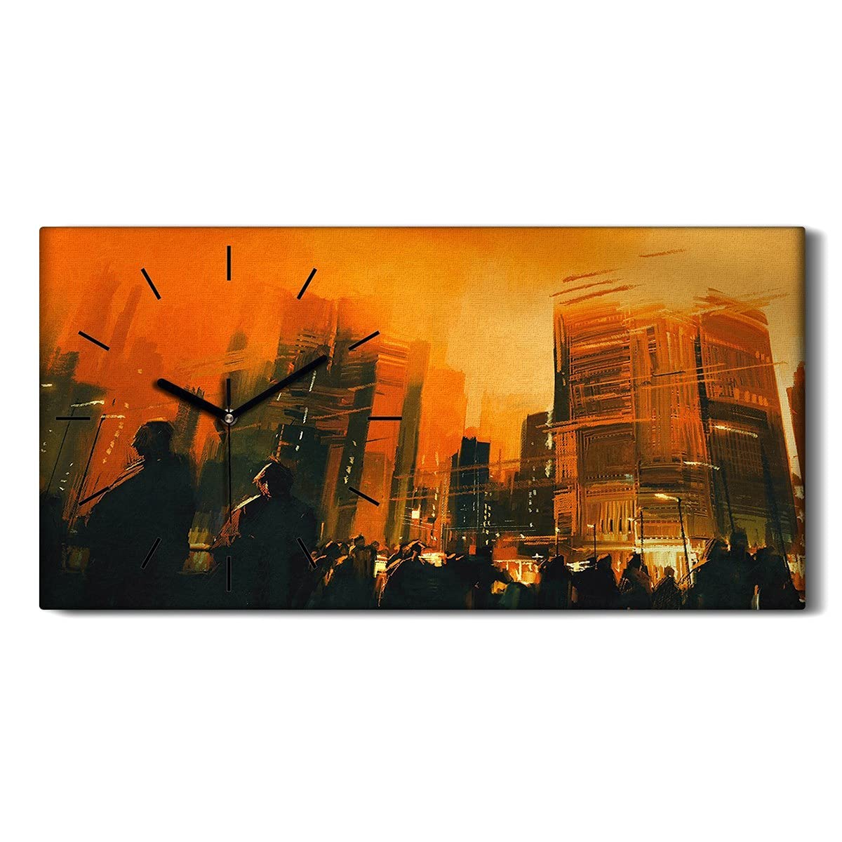 Horloge sur Toile Salon et Chambre Coloray - Ambiance Urbaine Nocturne 60x30cm