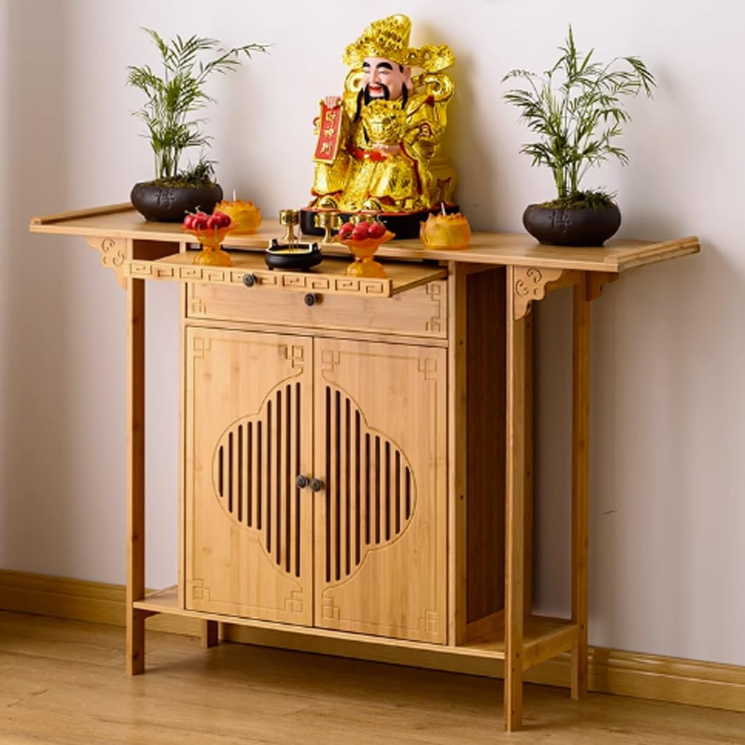 Table de méditation en bambou de 140 cm pour créer un coin zen et spirituel chez soi