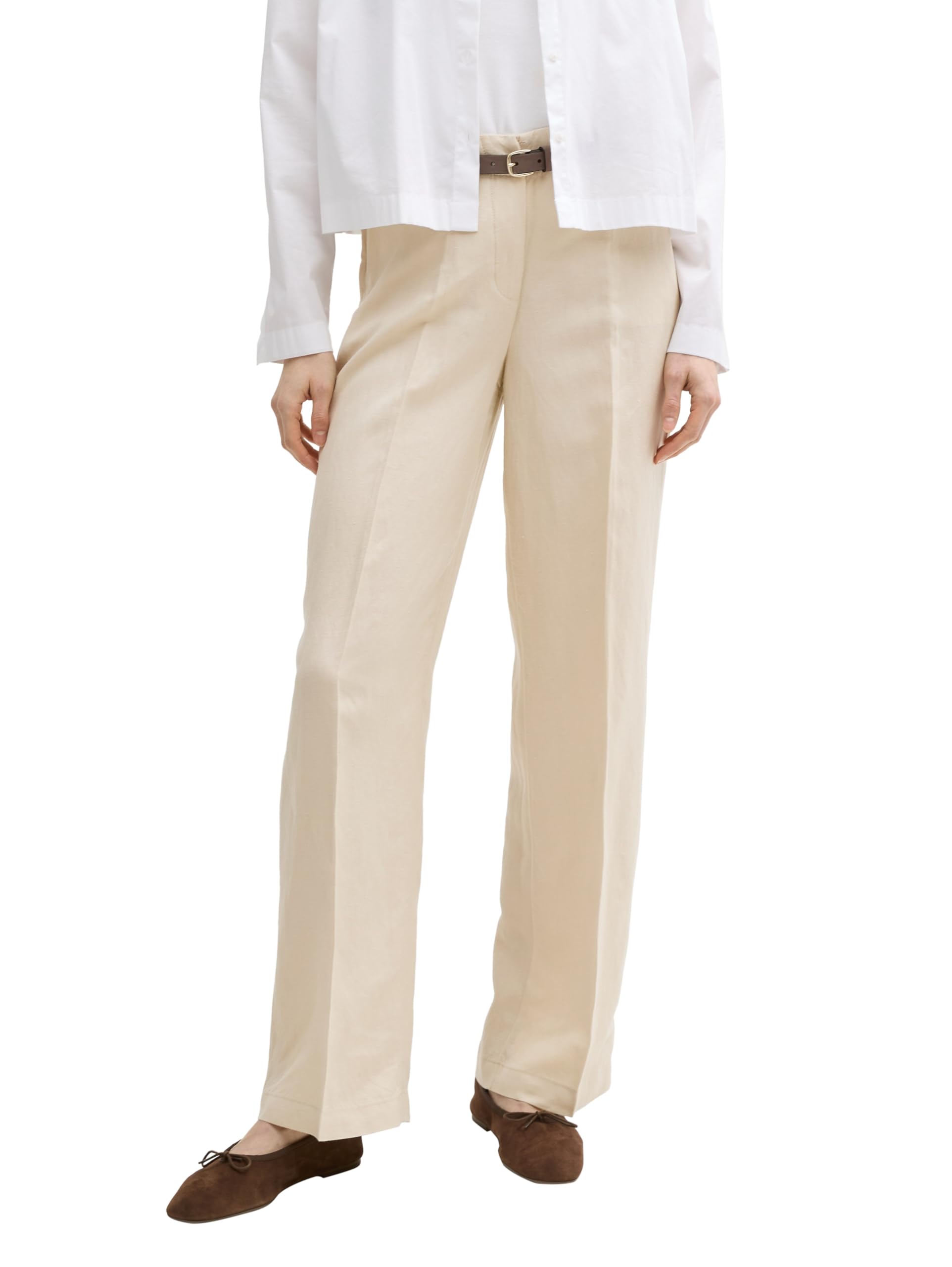 Tom Tailor Damen TTLEA Wide Leg Hose mit Leinenanteil