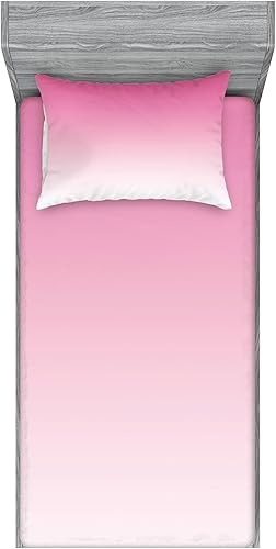 Ambesonne Juego de sábanas bajeras y fundas de almohada, diseño de cascada rosa pálido de ensueño inspirado en algodón de azúcar, impresión digital