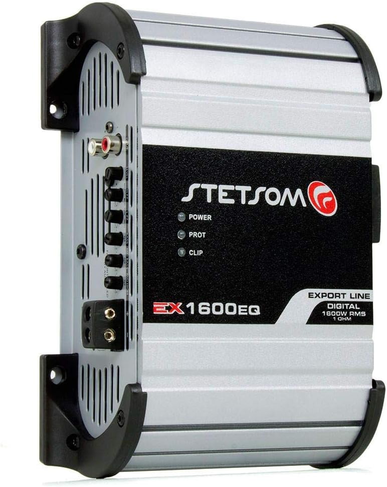 StetsomEX 1600 EQ 1 Ohm Mono Car Audio Amplifier, 1600.1 1.6K Watts RMS, 1Ω Stable Full Range HD Sound Quality MD Crossover HPF LPF Bass Boost Front Rear Bridge Speaker