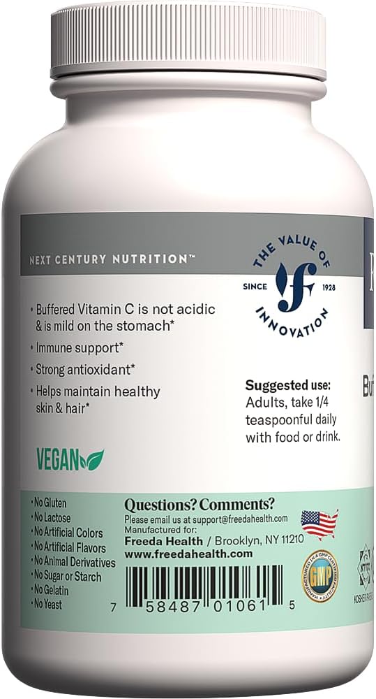 FREEDA Buffered Vitamin C Powder – Gentle On Stomach Vitamin C, Non-Acidic, Vegan, Kosher, Sugar-Free, for Immune Support and Seasonal Wellness– 5 oz - Image 9