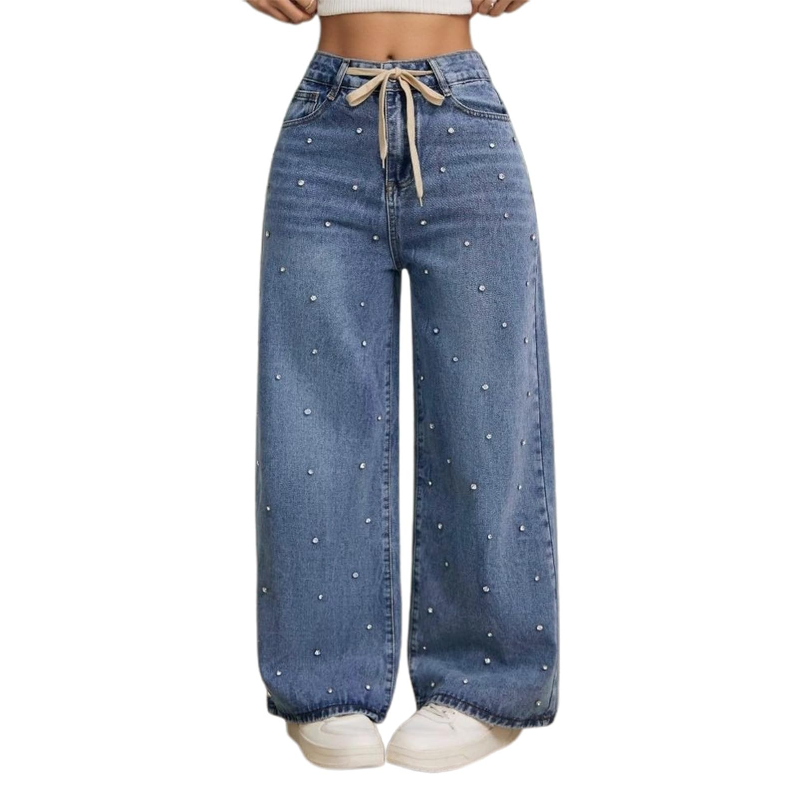 Pantalones Vaqueros Mujer Ropa Casual Pantalón Elasticos Invierno Pantalon Vaquero Tejanos Baggy Primavera Ancho Anchos Rectos Ligero Tallas Grandes