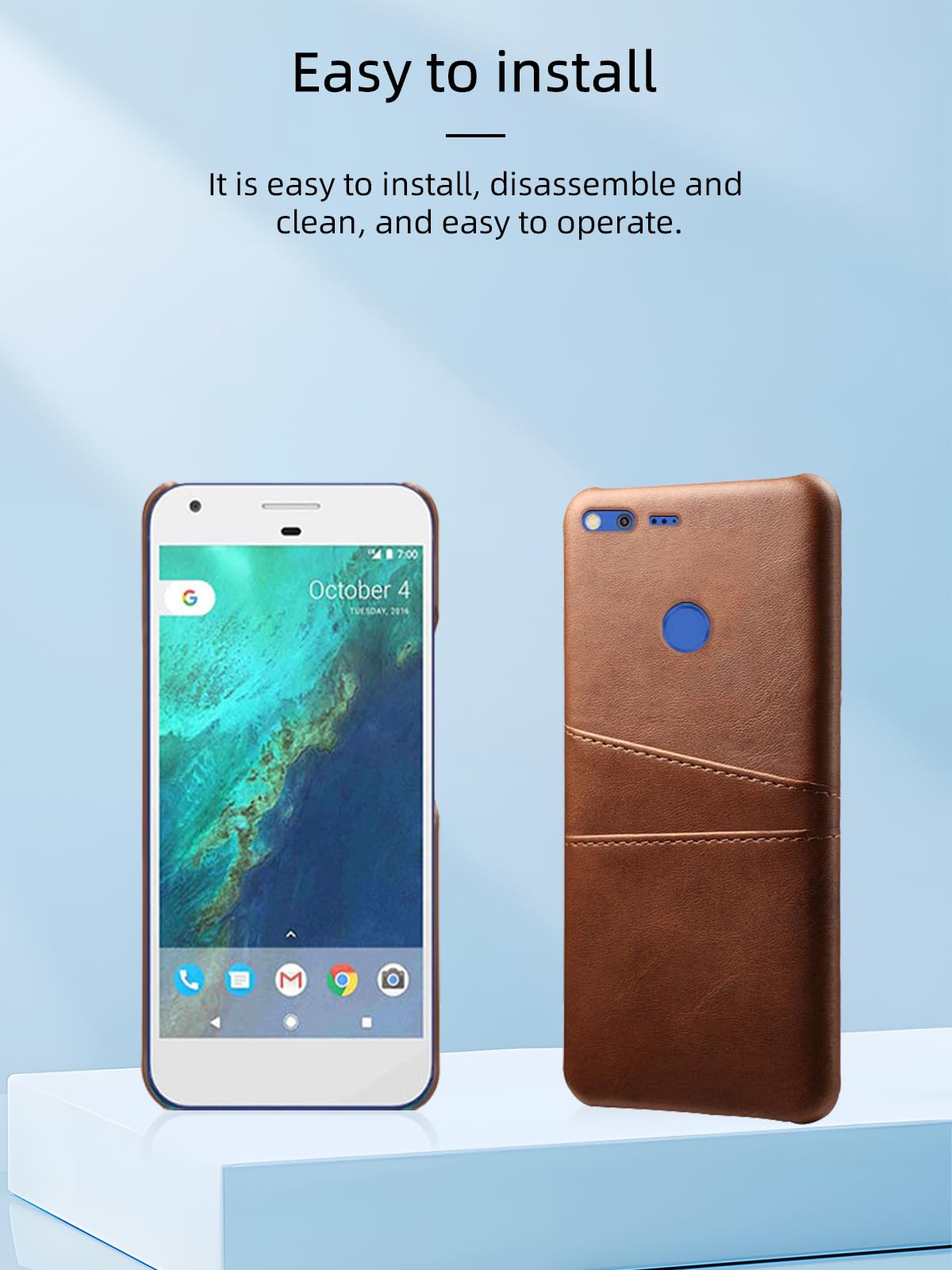 for Google Pixel 2 XL Case,UYRUREL with Card Holder Color Blocked Cowhide Phone case,Comprehensive Protection & Convenient Travel,Brown.