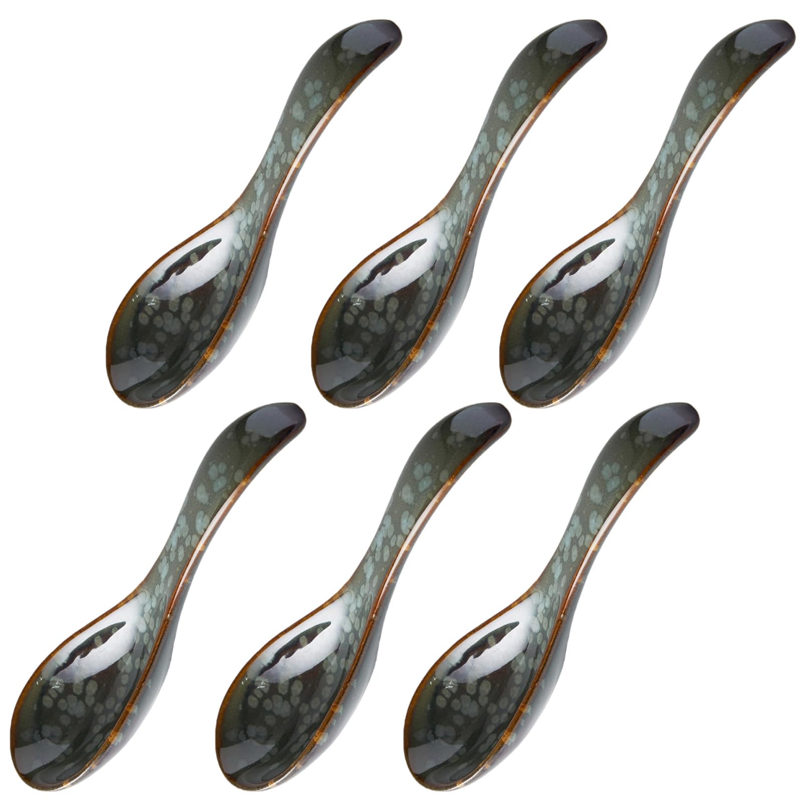 Lot de 6 cuillères de service en céramique, structure en céramique, nettoyage facile, résistantes à la chaleur, résistantes aux rayures, adaptées au service alimentaire, cuillères à soupe