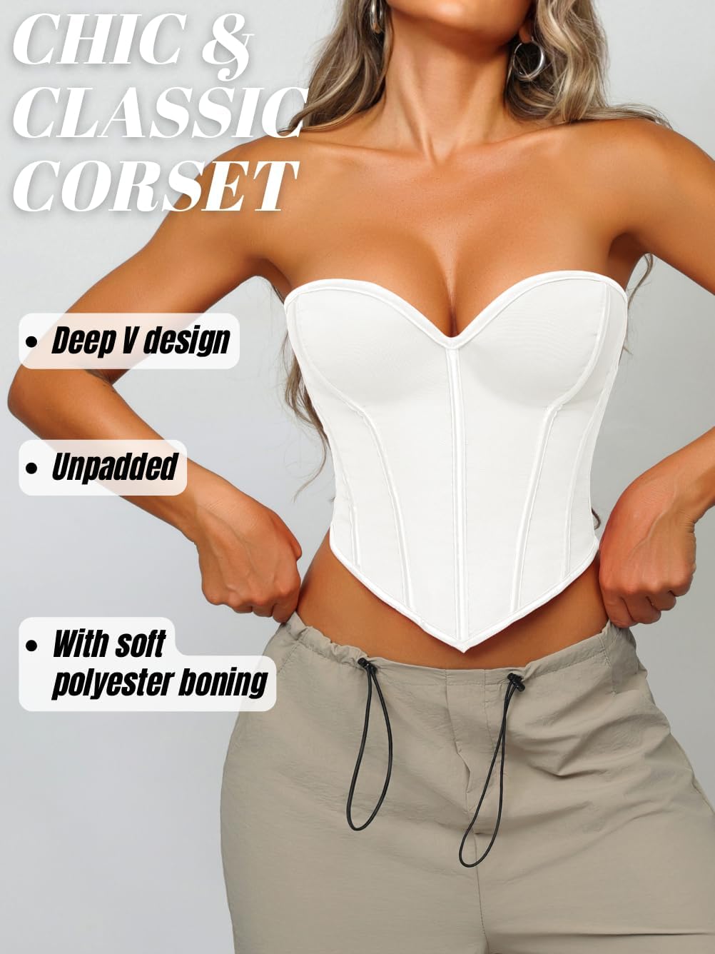 Heart Corset Top For Women, Sexy Concert Outfits Going Out, Strapless Crop Top, Overbust Bustier - Image 2