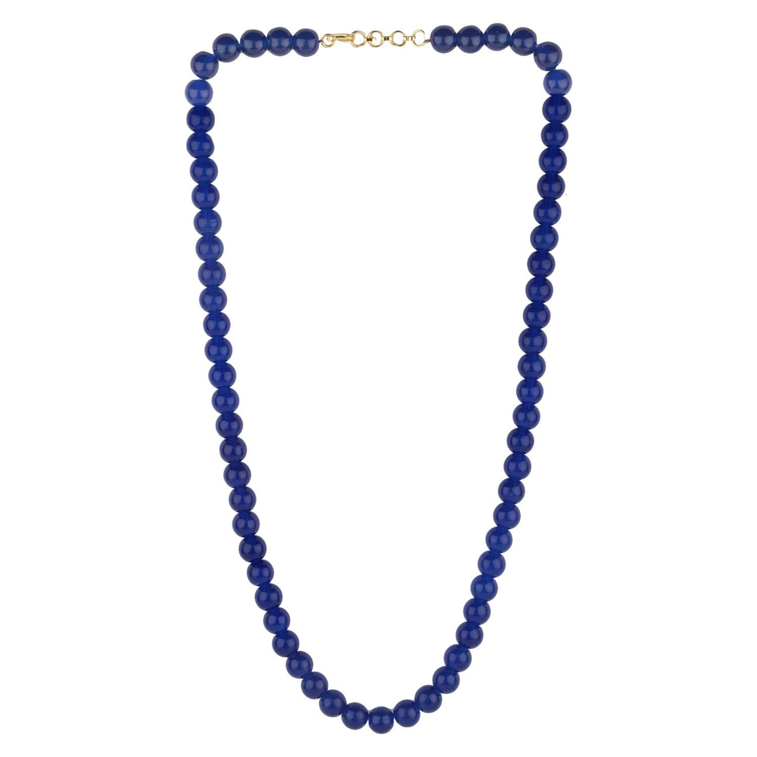MANBHAR GEMS - Blue Crystal/Glass Gemstone Beads 1 Layer Necklace 16" Beaded Strand Statement Round Smooth Blue Colour Mala For Girl and Women Fashion Jewellery (B08SW5L287) Amazon Price History, Amazon Price Tracker