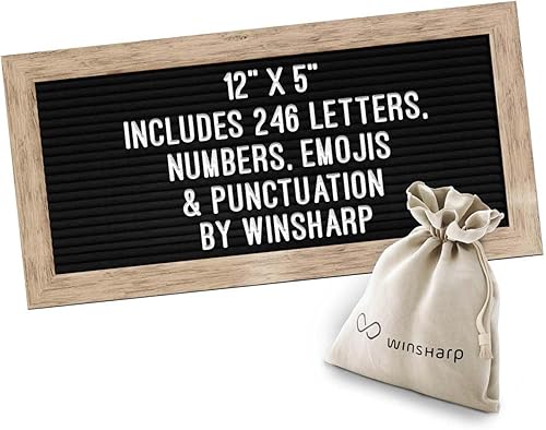 Tablero de letras pequeñas  Mini marco de madera de fieltro negro con letras blancas de 12 x 5 pulgadas  Tableros de letreros intercambiables de