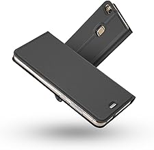 RADOO Huawei P10 Lite Hülle, Premium PU Leder Handyhülle Brieftasche-Stil Magnetisch Folio Flip Klapphülle Etui Brieftasche Hülle Schutzhülle Tasche Case Cover für Huawei P10 Lite (Schwarz grau)