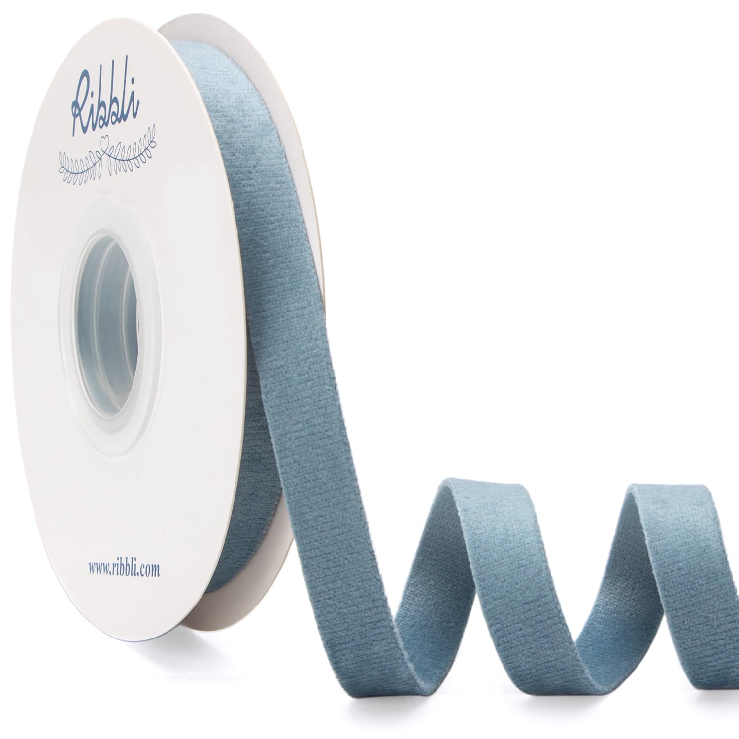 Ribbli Light Dusty Blue Velvet Ribbon Double Faced 1/2 Inch 10-Yard Spool Light Dusty Blue Ribbon Use for Christmas Tree Ornaments Gift Wrapping