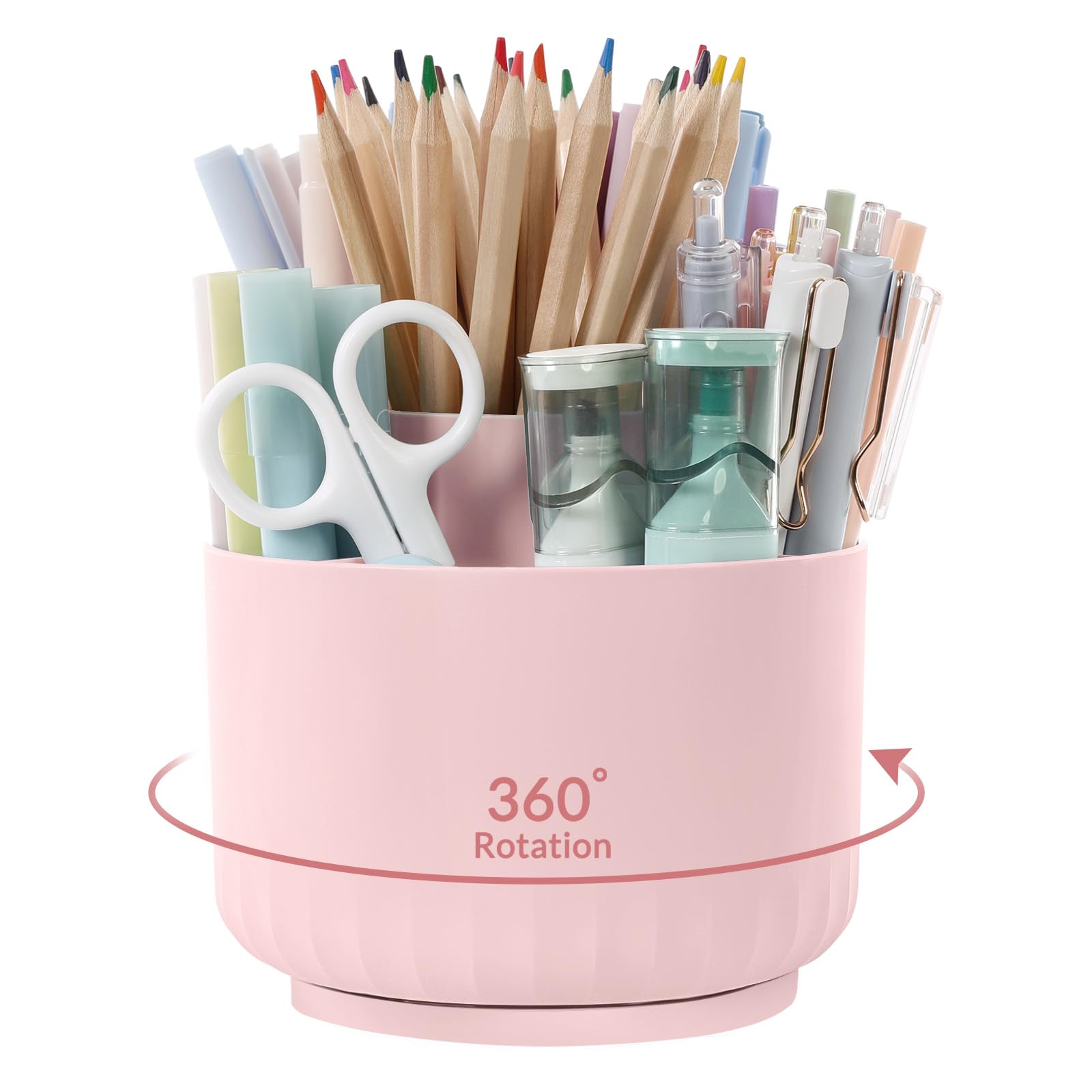 SKYDUE Makeup Organizer, Rotating Pencil Pen Holder for Desk, Dual-Purpose Desk Organizer for Cosmetics & Pens, Makeup Brush Holder with 5 Slots,