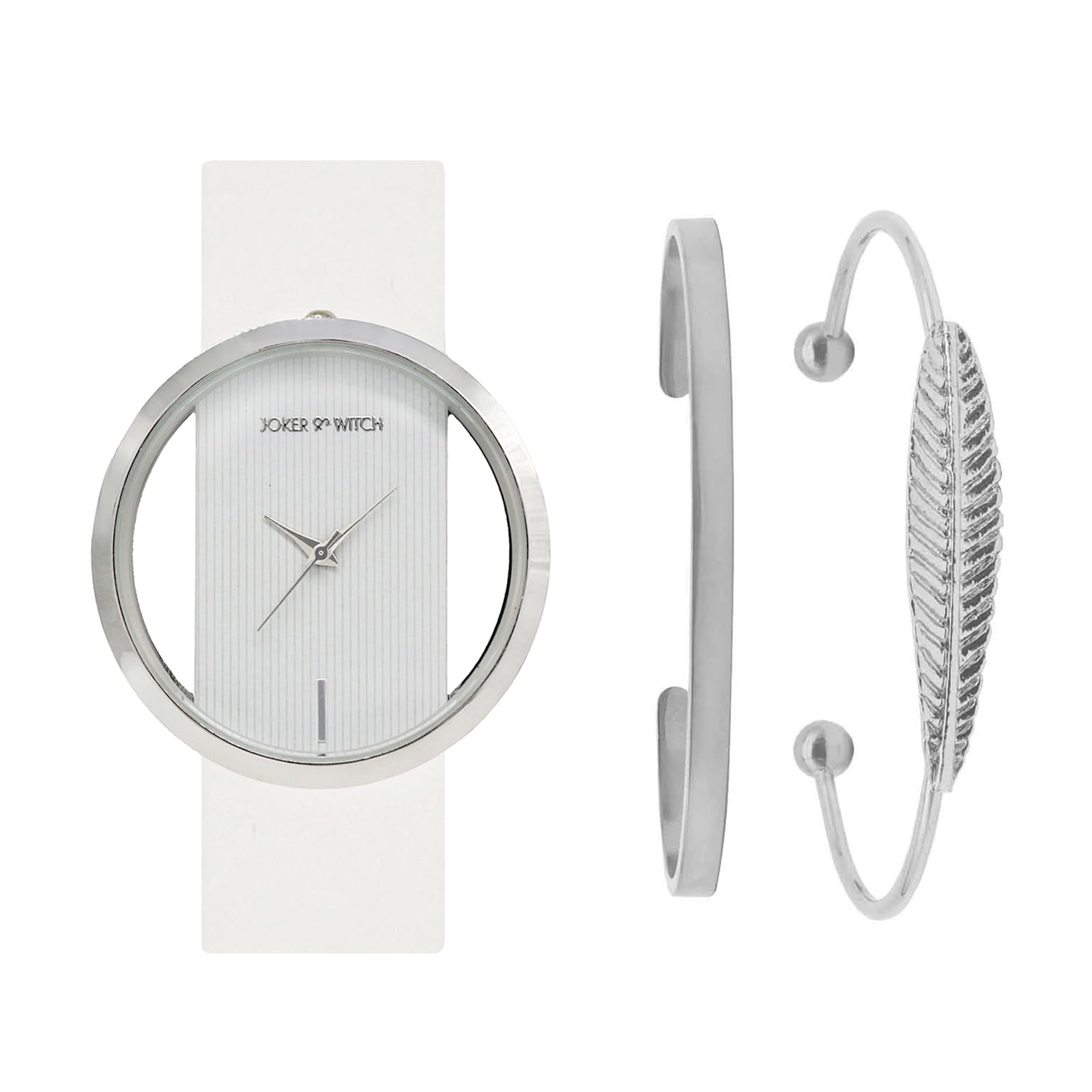 Joker & Witch Leather Women Minimalist White Dial Analog Watch Bracelet Stack, Silver Band (B0C7LC5DSW) Amazon Price History, Amazon Price Tracker