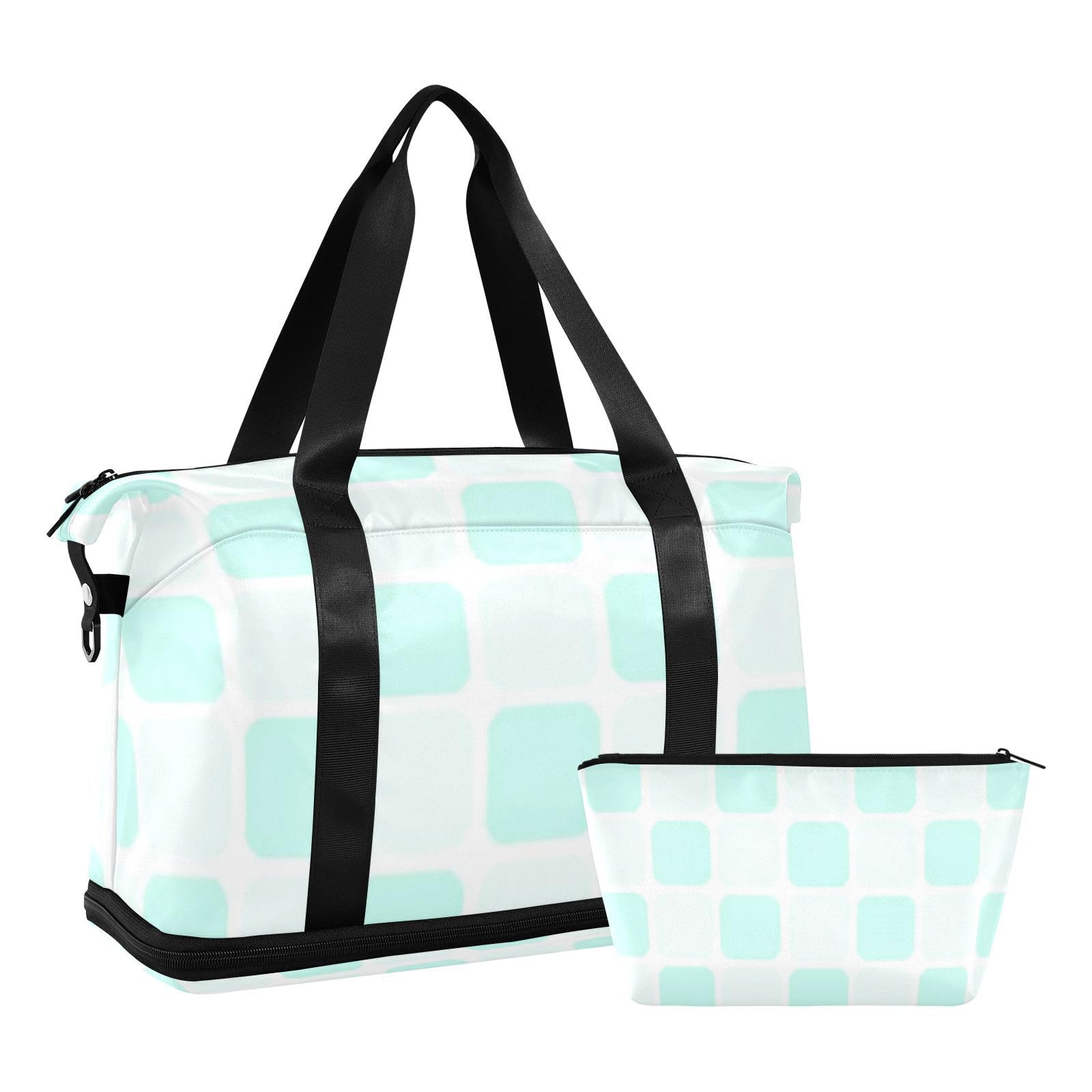 Reisetasche mit Nassfach, verstellbarer Riemen, für Reisen, 2-teiliges Set, für Damen und Herren, Mintgrün