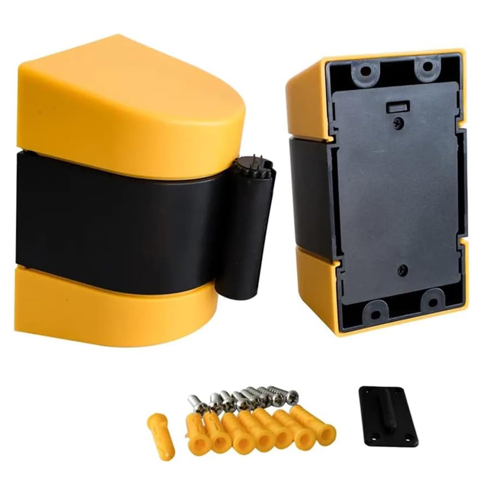 Barrera De Cinta Retráctil De Montaje En Pared 3M Negra Y Amarilla para Control De Filas En Exteriores, Cordón De Seguridad, Aislamiento, Cinta Duradera para Control De Multitudes.