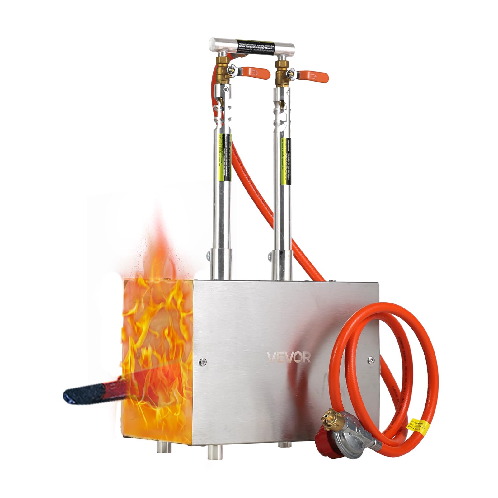 VEVOR tragbare Propangas-Schmiede mit 2 Brenner 1427 °C, Hufschmiede Schmiedeofen mit quadratischer Form, Edelstahl, Gasschmiedewerkzeuge und -ausrüstung, Schmelzofen Verwendung zum Metallschmieden