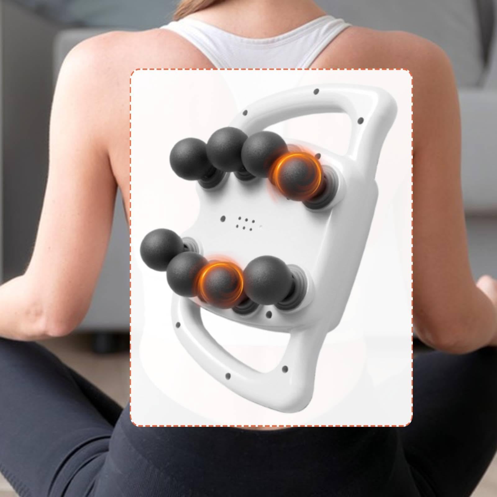 Strumento massaggiante multi-testa con display digitale, portatile, multifunzionale, robusto, regolabile, elettrico per massaggio schiena, collo e, 8 Teste Bianche