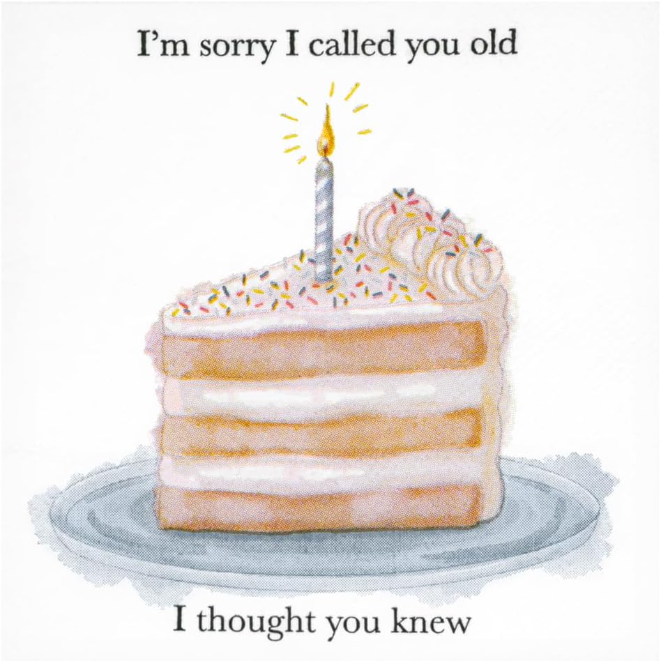 30 Pk, "Birthday Cake" Paper Cocktail Party Napkins for Adult Birthdays