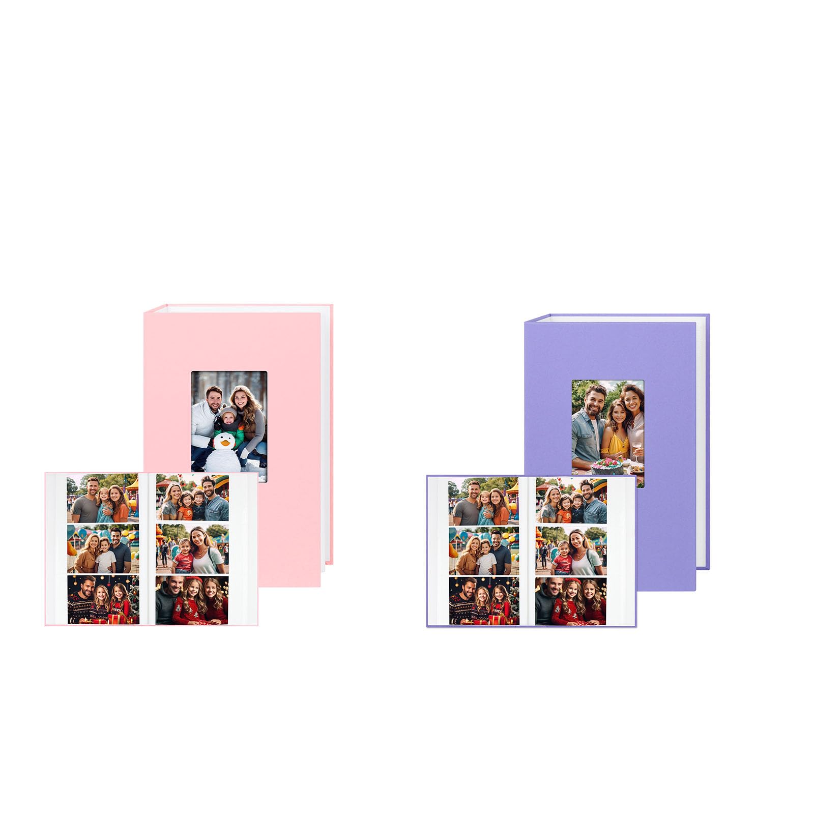 2Pack Photo Album 4x6 360 Photos, Large Capacity 4x6 Photo Album Linen Cover with Front Window, 4x6 Picture Album, 360 Photos 4x6 Photo Album Book for Wedding Kids Travel Family Baby Pictures