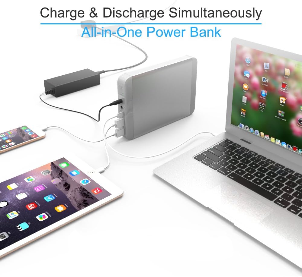 Exclusive Special Portable Laptop Charger USB-C Power Bank for Laptops, POWEROAK 36000mAh External Laptop Battery Pack Type-C Fast Charging External Power Pack for Laptop Phone Tablet