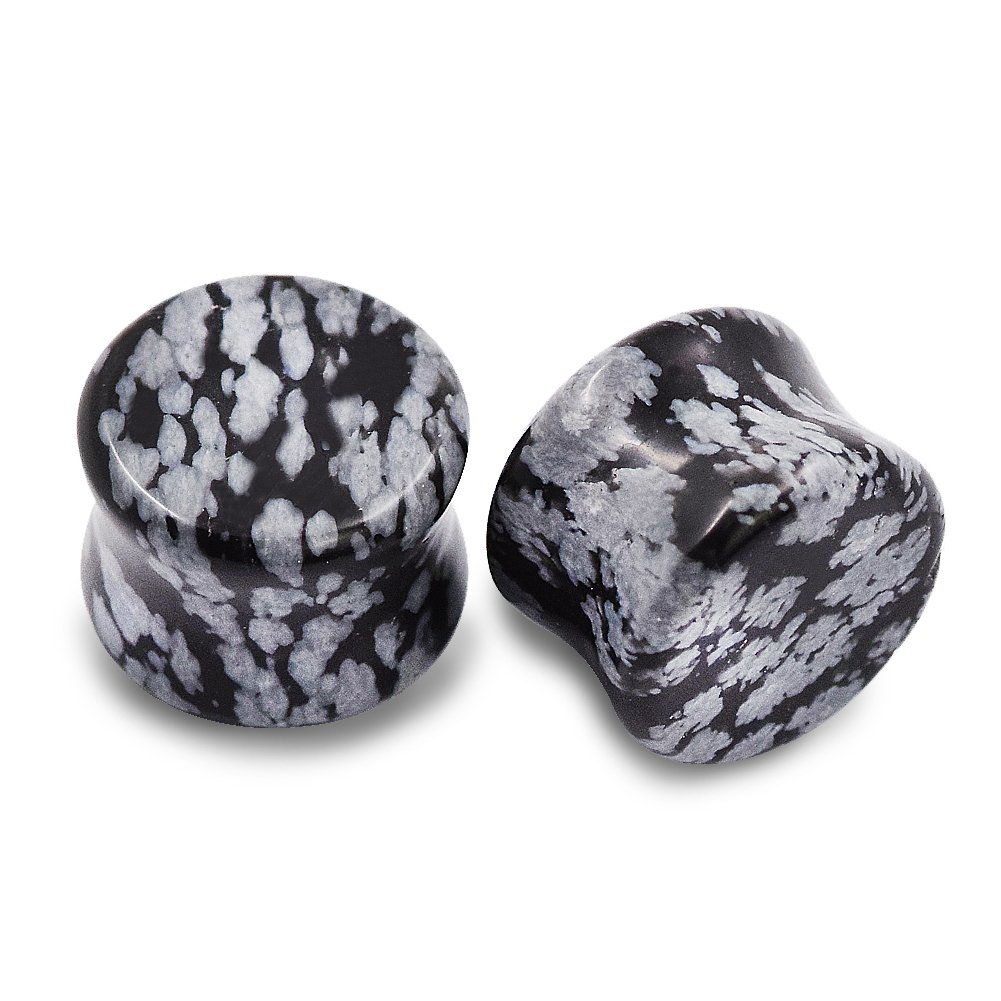 D&Min Jewelry, set di 12 pezzi di pietre naturali, tappi per piercing all’orecchio, estensori, Flesch Tunnel. Calibro: 2 g (5/8”)