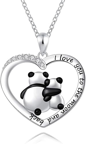 Collar de plata de ley 925 con colgante de corazón de bambú grabado "I love you forever", Metal, Circonia cúbica