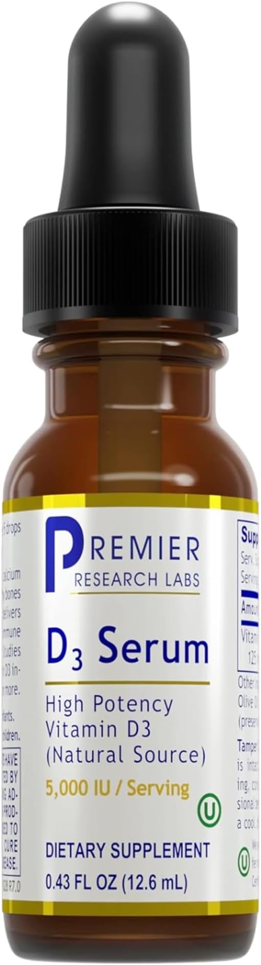 Vitamin D3 Serum - Liquid Vitamin D Oil Drops for Adults, Liquid Vitamin D3 5000 IU, Sublingual Vit D3 Liquid - 0.43 fl oz