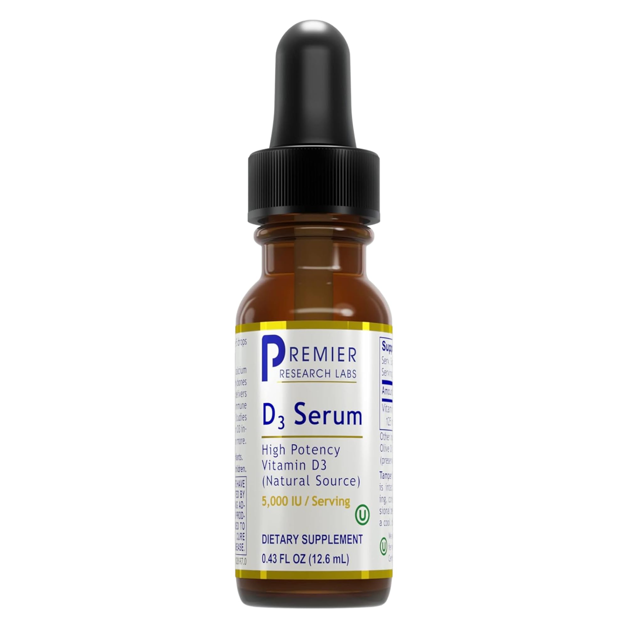 Premier Research LabsVitamin D3 Serum - Liquid Vitamin D Oil Drops for Adults, Liquid Vitamin D3 5000 IU, Sublingual Vit D3 Liquid - 0.43 fl oz