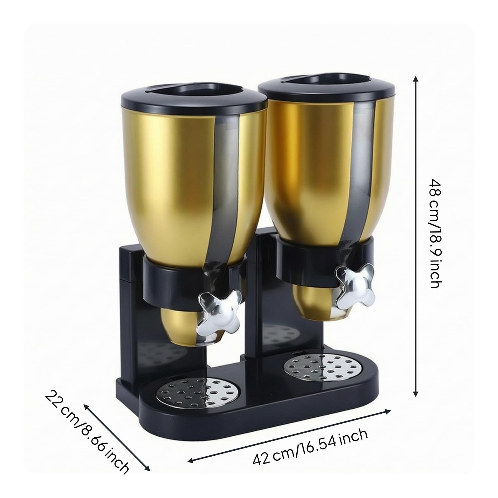 Baoblaze Distributeur à Céréales Compartiment Pratique Récient Stockage sans pr Cuisine, Or 7L Double