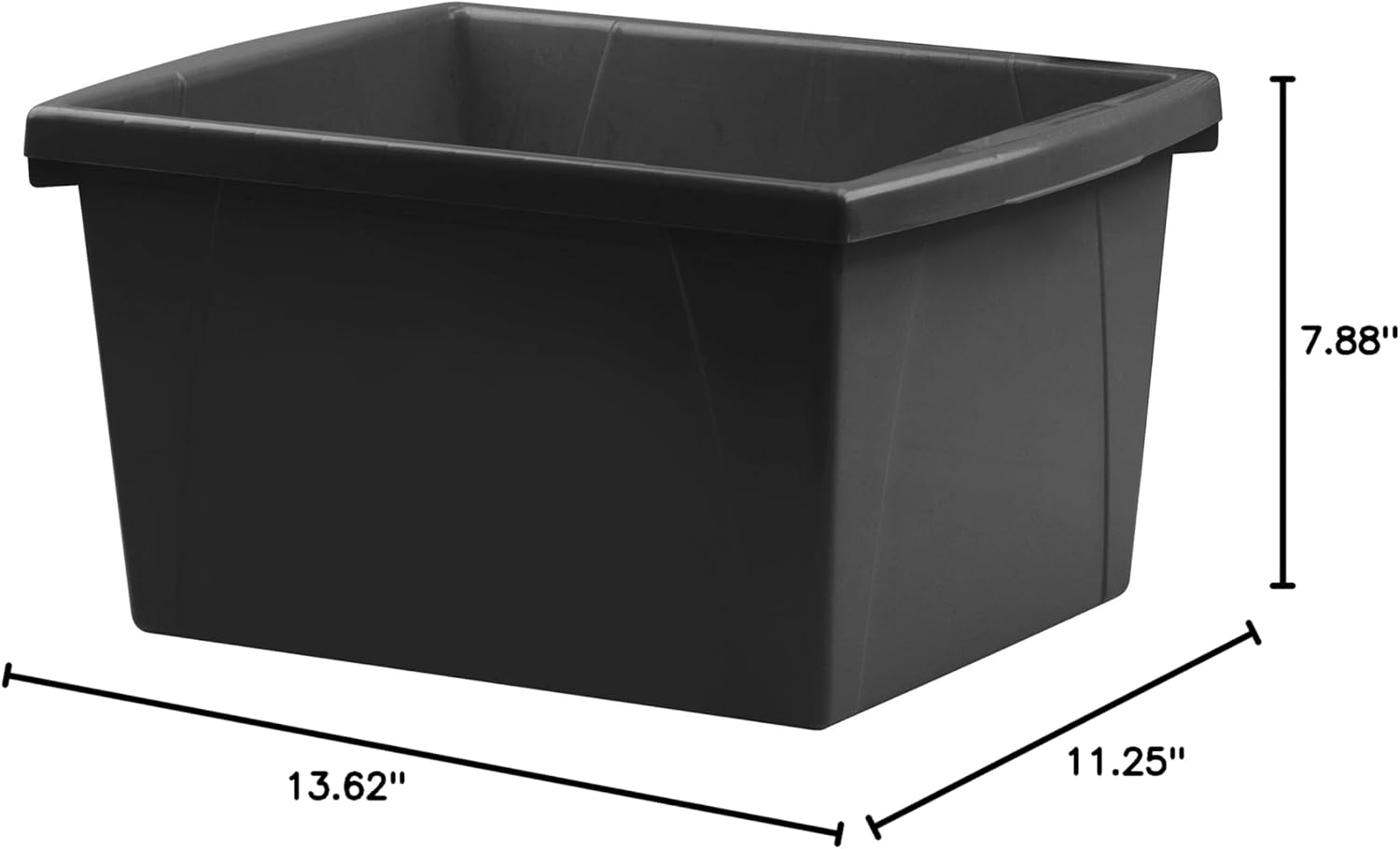 Storex 4 Gallon Storage Bin – Plastic Classroom Organizer for Books and Supplies, Black, 6-Pack (61466U06C)