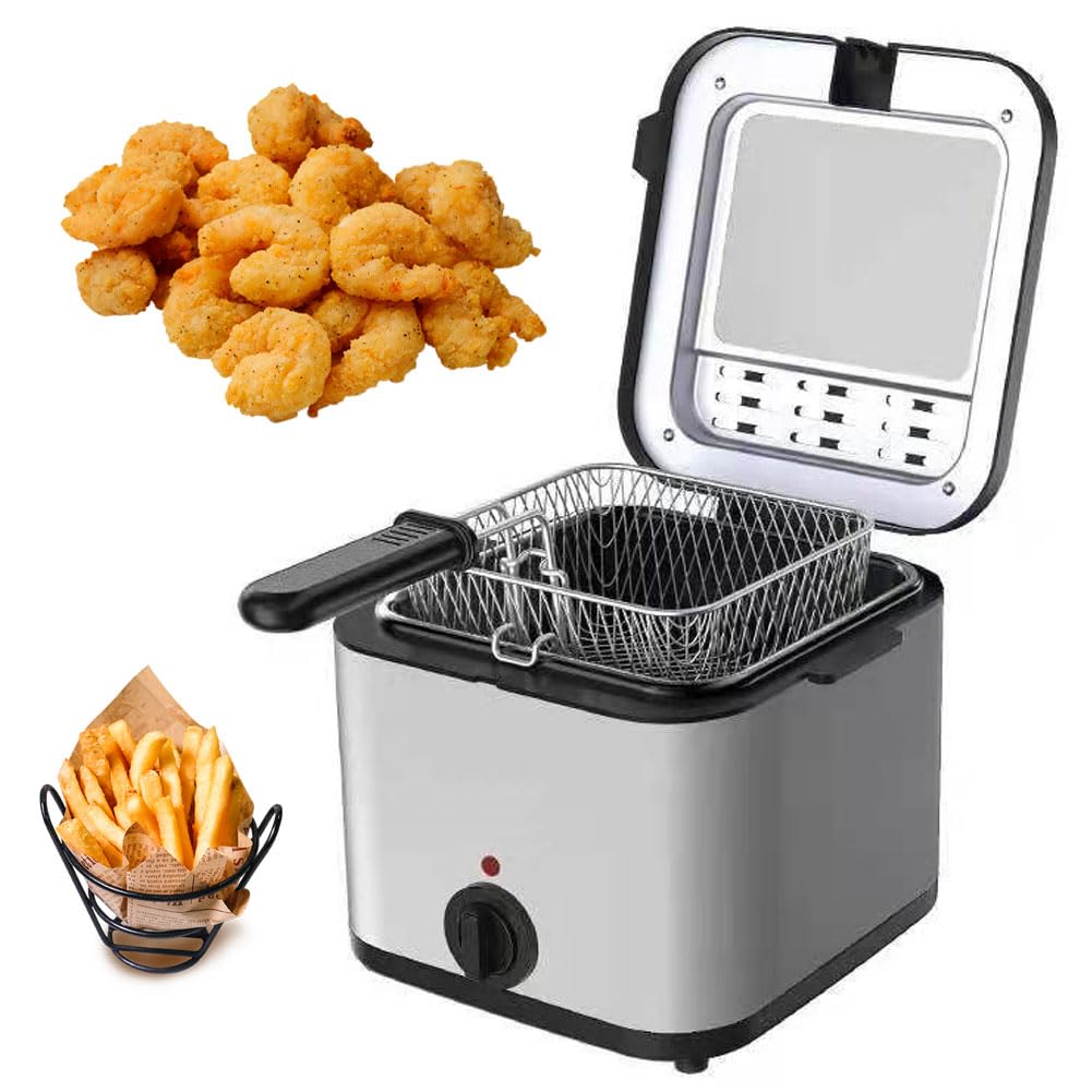 Eiwitany Household Electric Deep Fryer Built, Practical Kitchen Tool for Making Fried Chicken, Shrimp, French Fries, Fish and Onion Rings