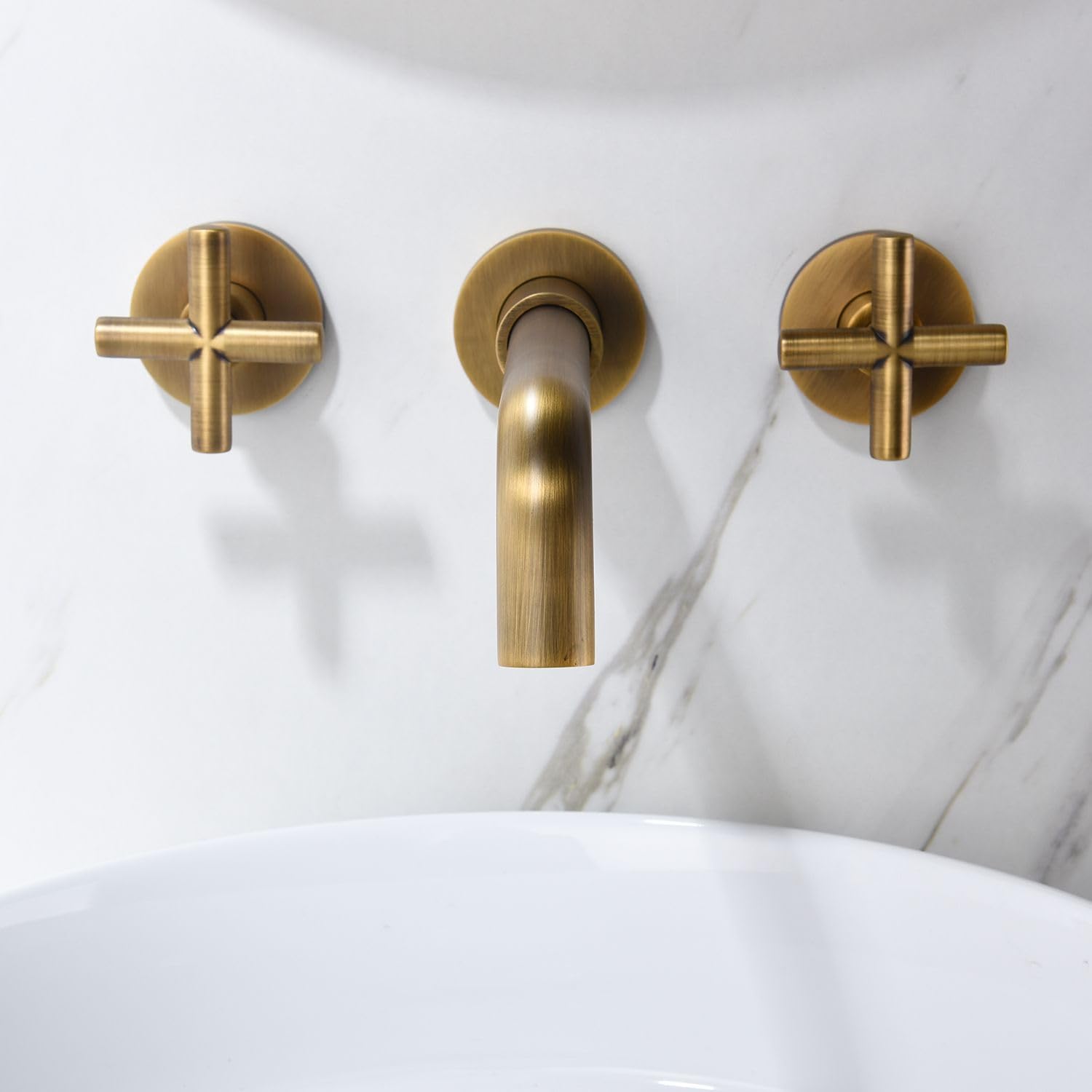 COSZWQDP Upgrade Your Bathroom with Wall Mounted Sink Faucet Sturdy Brass Construction Sleek Electroplated Finish