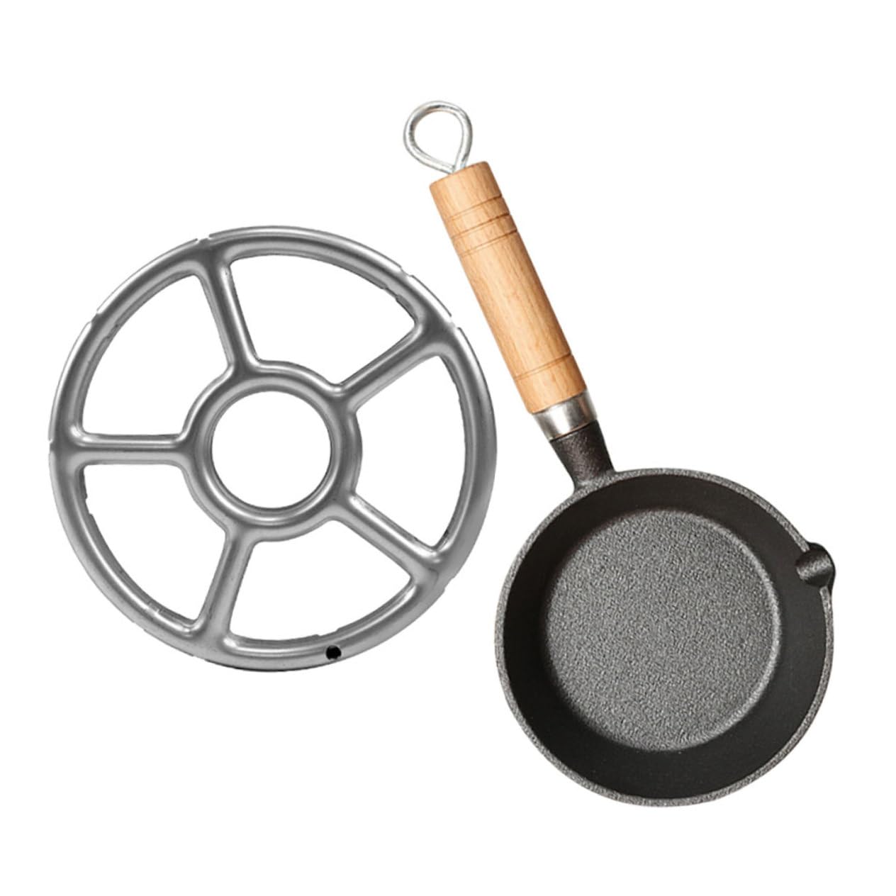 Abaodam Mini Gusseisen Pfanne Mit Holzgriff Antihaft-bratpfanne Für Eier Und Öl Kompakte Kochlösung Für Camping Und Outdoor-aktivitäten