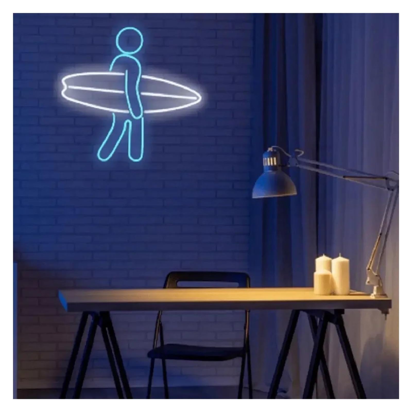 Luci al neon Surfing per neon Light Aesthetic Store Home Decoration LED Sign Letter Hanging Art Decor per negozi di surf per bambini in camera da letto, festa, 32 cm ×