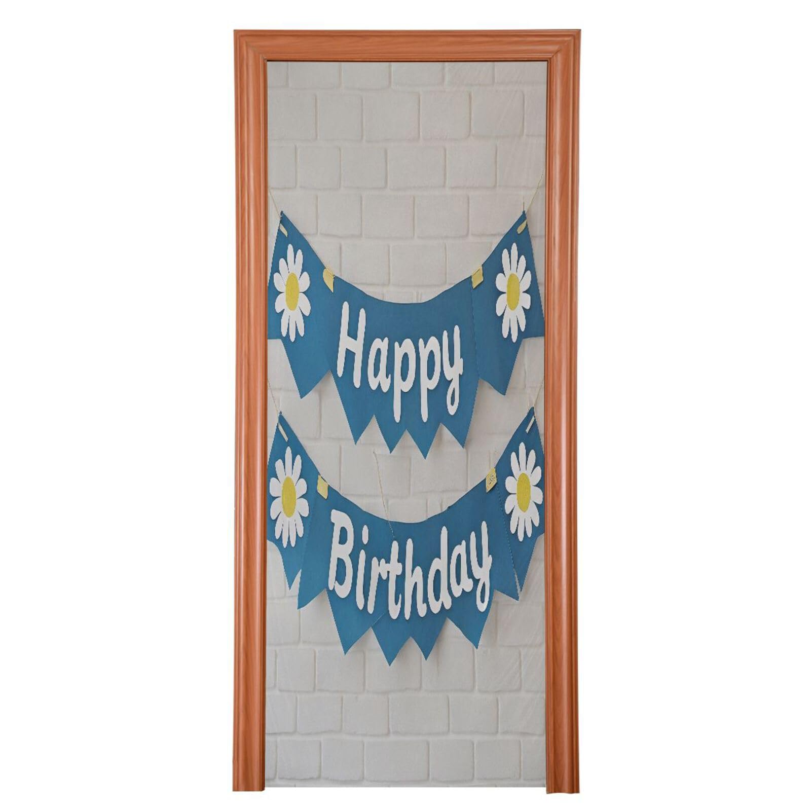 FLildon Birthday Theme Bricks Door Cover Decoration, Party Accessory Porch Decor for Festive Ornament Room Door Covers 32 x 79 Inch