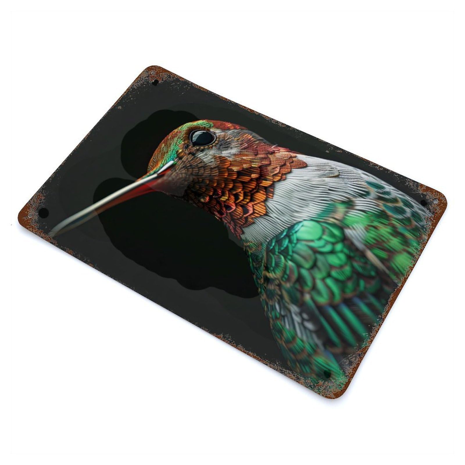 Hummingbird Rusty Metal Tin Sign 11.8"x7.9", for Shed, Workshop And Garage Wall Decor, Novelty Wall Decor