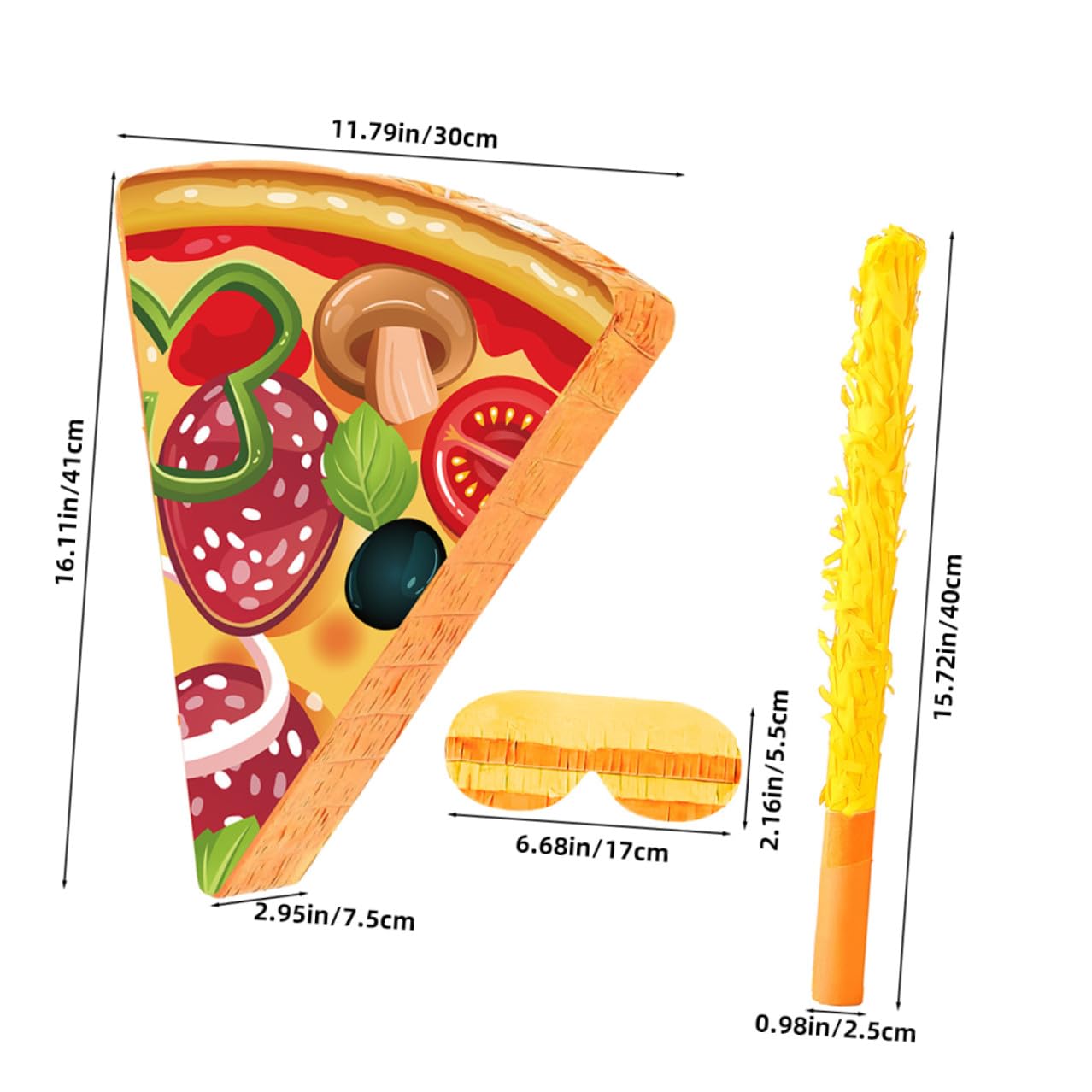 Piñata Tema Cibo con Fette di Pizza Completo per Feste di Compleanno con Benda e Bastoncino Decorazione Durevole per Feste di Compleanno di Cartone