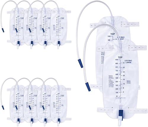 Bolsas para patas de catéter de 33.8 fl oz, bolsa de drenaje urinario para hombres y mujeres con válvula antirreflujo, tubo de 18 pulgadas y correas