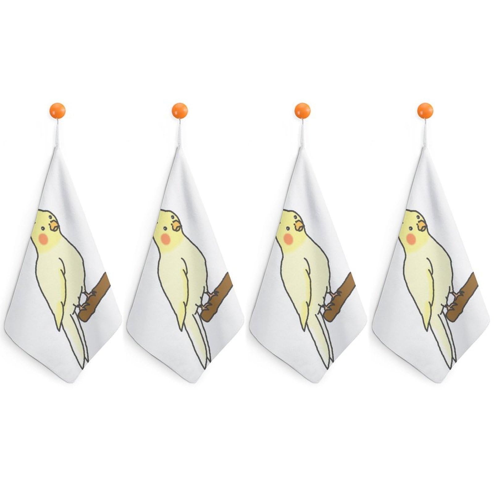 LEDFCVSU 4 Piece Hanging Hand Towels, Cute Cockatiel Small Dry Hand Towel for Kitchen Bathroom