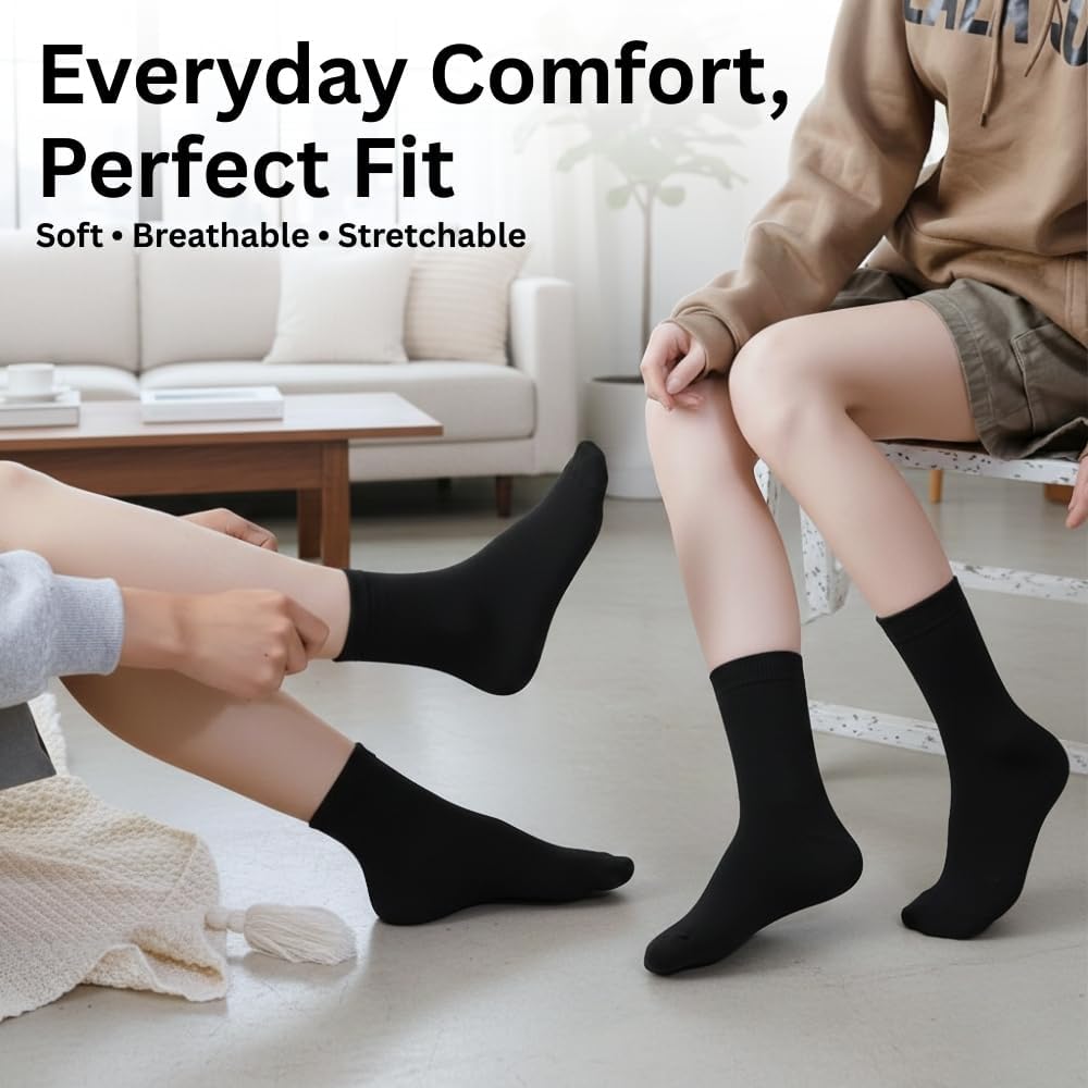 Unisex Cotton Crew Socks | Free Size | Soft & Breathable Everyday Casual Socks for Men & Women - (Pack Of - 3) - Image 4