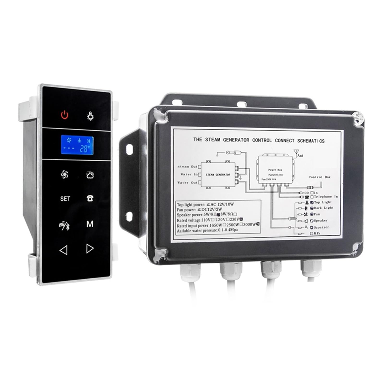 Generatore Di Vapore For Doccia Da 3KW For Sauna Bagnata Con Impostazione Tempo E Temperatura IPX4 Impermeabile(VS-9007B-3KW-BP)