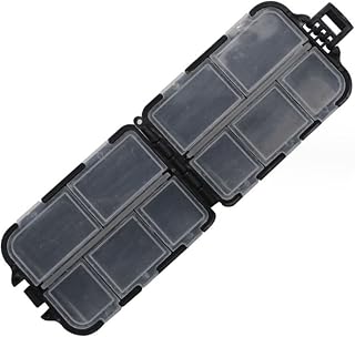 10 Grids Fishing Tackle Boxes Waterproof Seal Fishing Tackle Storage Box Baits Storage Case with Compartments Structure Compartment Box, Black