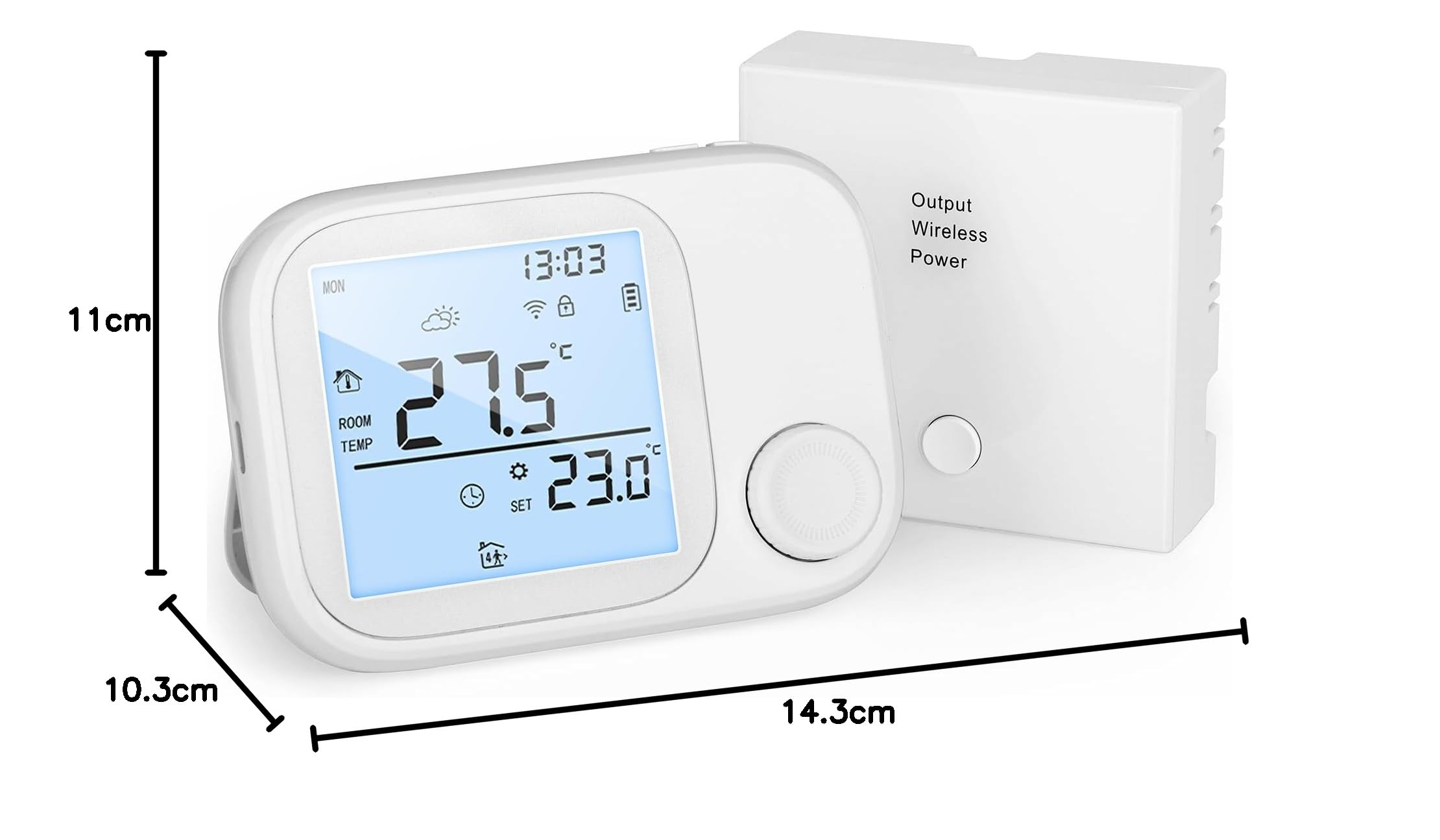Termostato Wi-Fi per caldaia a gas,Termostato Smart a Batteria compatibile Google e Alexa, Timer Settimanale, Funzione di Memoria, Controllo Tramite Pulsanti, Protezione Antigelo, Blocco Bambini