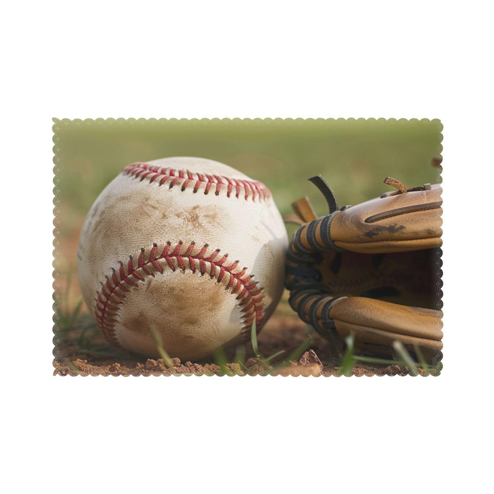 Baseball Printed Placemat Heat Resistant Place Mats Set of 6 PCS Washable Kitchen Table Mats, 12x18 Inch