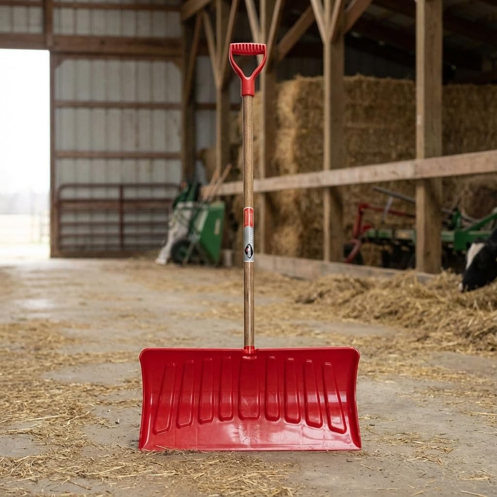 Suinga Pala de Plastico para Granja y Nieve - Pala Quitanieves de Plástico con Mango Ergonómico Largo 140 cm Ancho 66 cm - Herramienta de Jardin y Hogar - Pala Estiercol