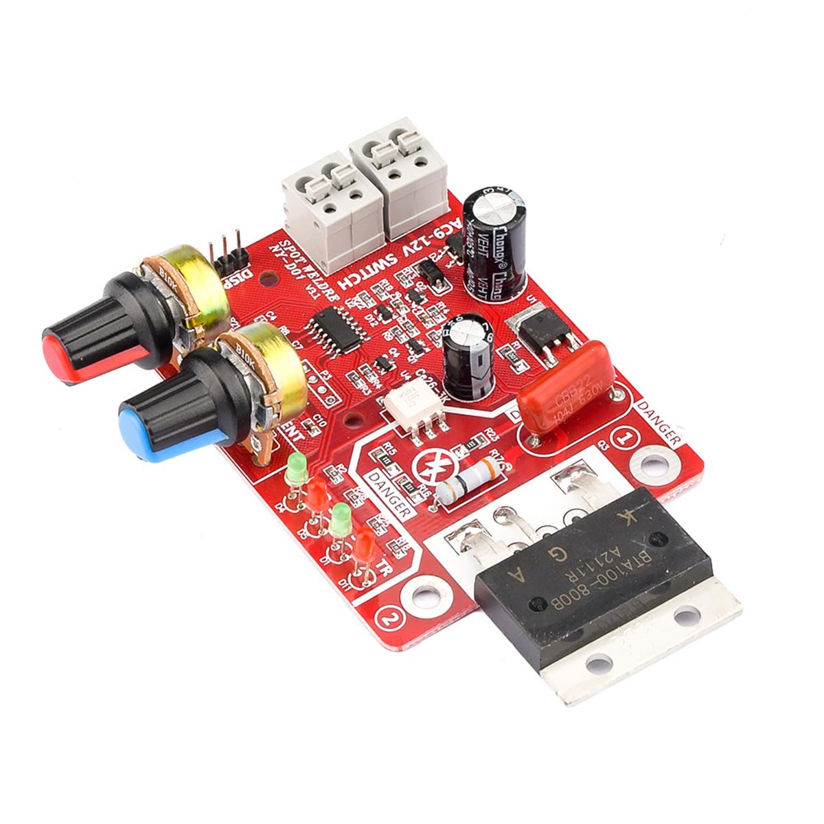 POFET Scheda di Controllo per saldatrice a Punti 100A Display Digitale Modulo per Saldatura a Punti Amperometro per temporizzazione del Pannello del Controller di Corrente e Tempo